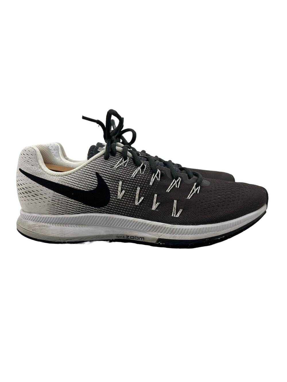 Nike Air Zoom Pegasus 33 Womens 12 Gray White Running Shoes Sneakers 831356-002‎